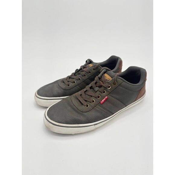 Levi Strauss Gray Low Top Casual Shoes Grey and Brown Leather - Picture 1 of 6